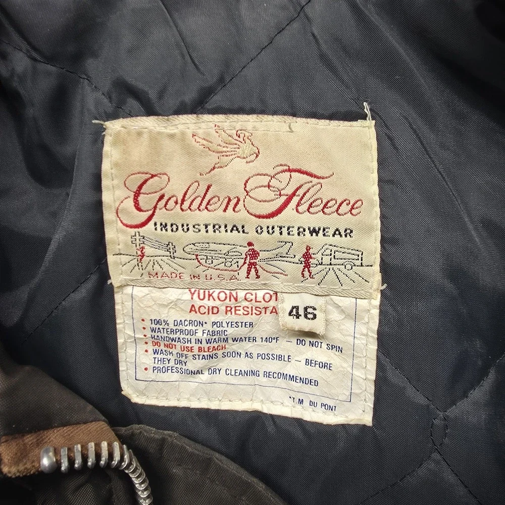 VTG Golden Fleece Industrial Outerwear‎ Jacket Men's 46 Green Quilted Lined USA